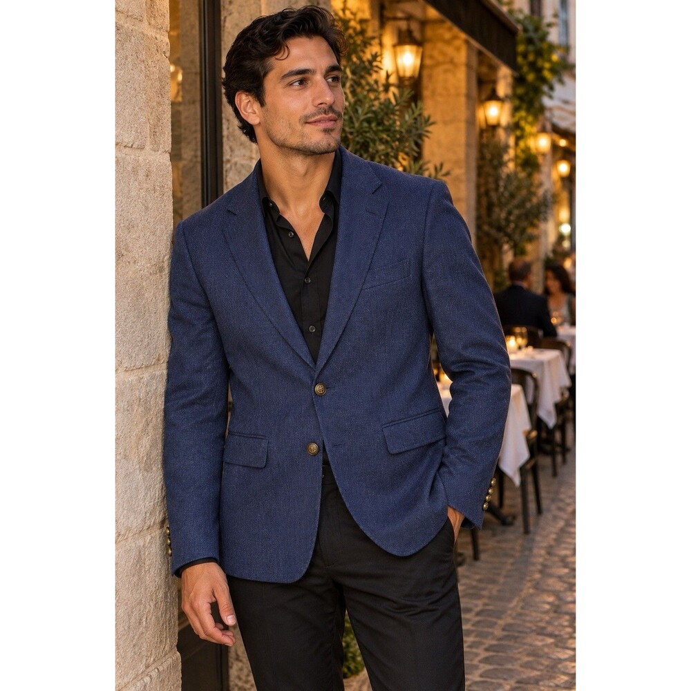 J Crew Blazer Mens 34R Navy Wool Thompson University Gold Anchor Buttons AZ239